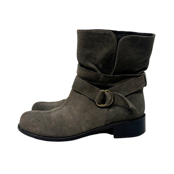 Garnet Hill Jemma Leather Pull On Boots Gray Size 8.5 - Picture 3 of 10